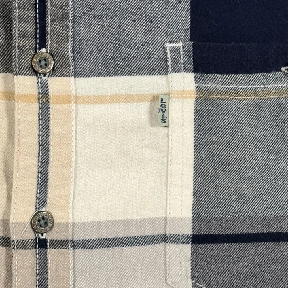Vintage Levis Shirt Adult EXTRA LARGE Brown Plaid Flannel Workwear Grunge 90s